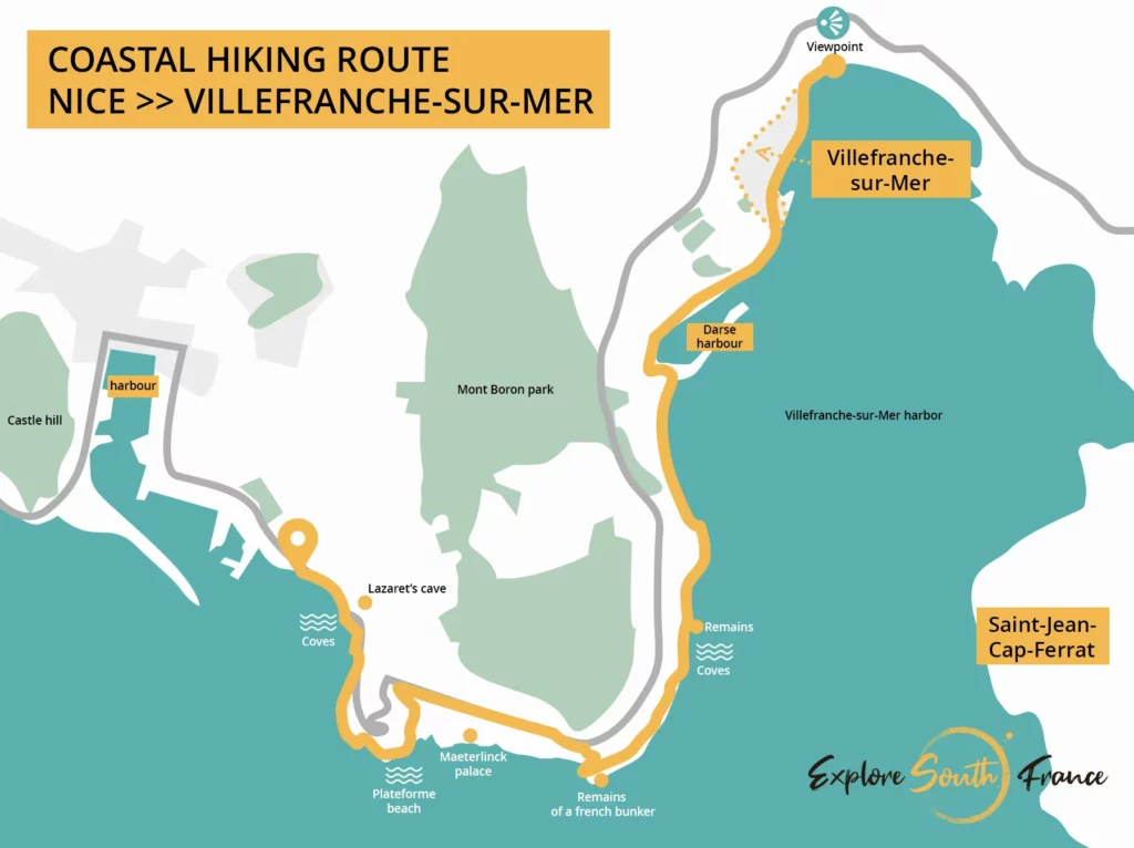 Coastal hiking route between Nice and Villefranche-sur-Mer