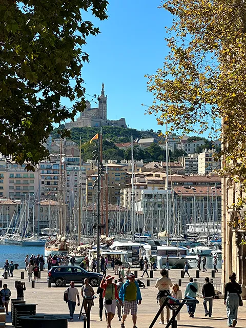 View of Notre-Dame from the Vieux-Port in Marseille