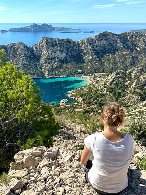 View of the Sormiou cove from le Baou Rond