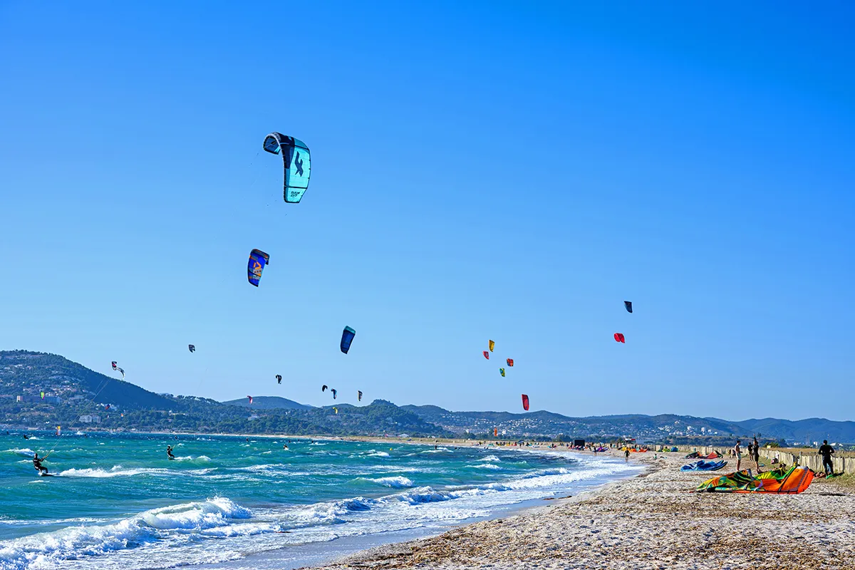 Almanarre beach in Hyères, paradise for kitesurfers