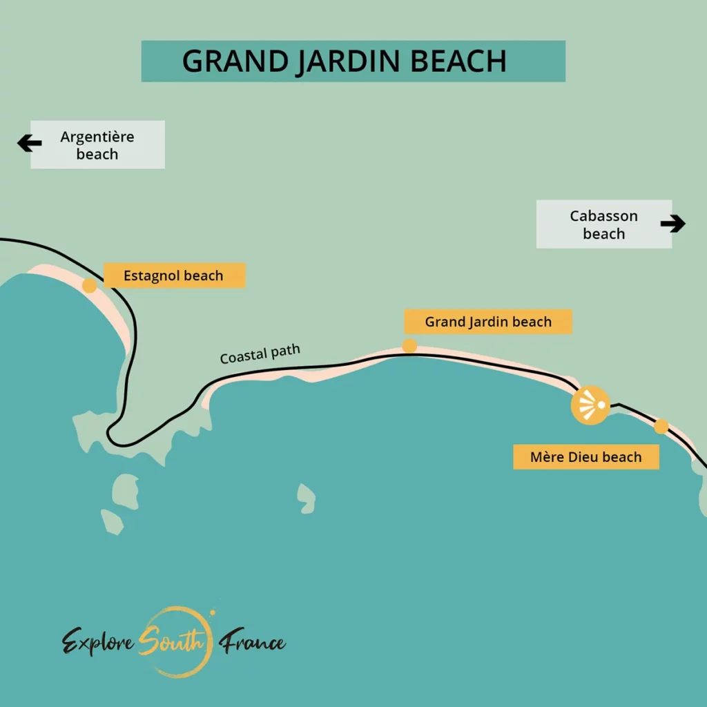 Map of Grand Jardin beach in Bormes-les-Mimosas
