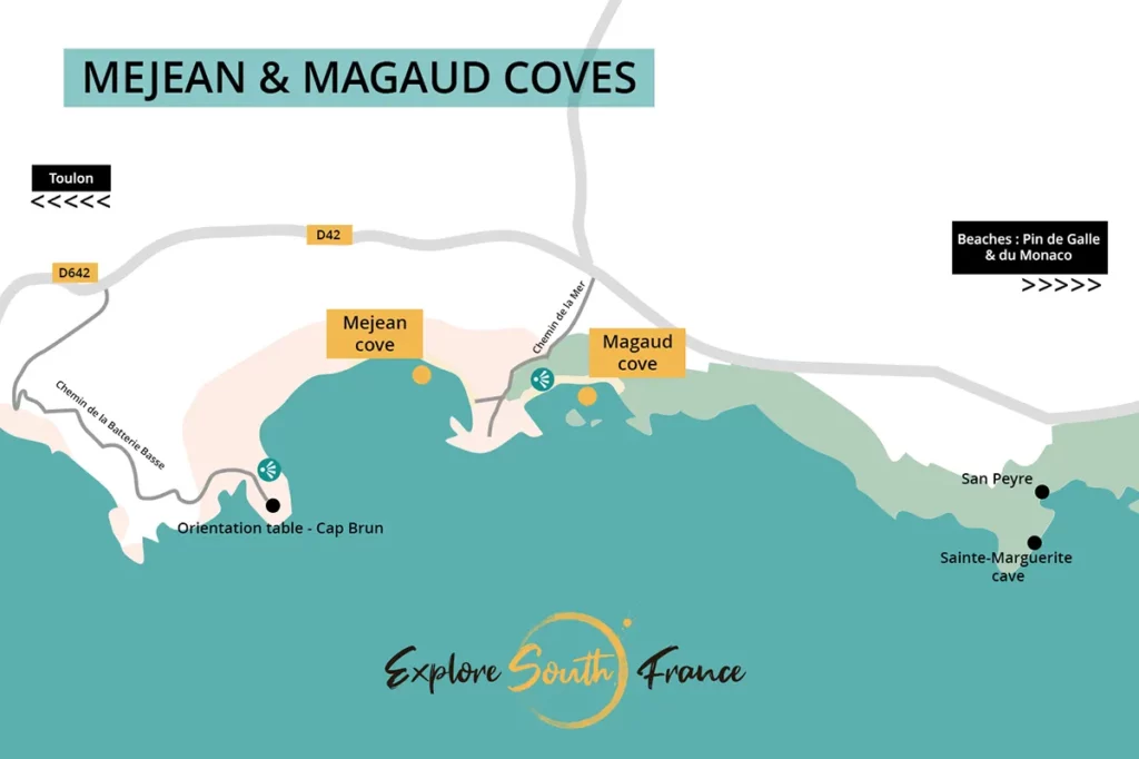 Map of Mejean and Magaud coves in Toulon-La Garde