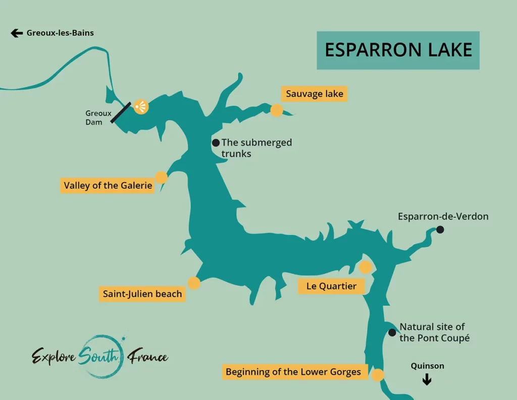 Esparron lake and its different points of interest