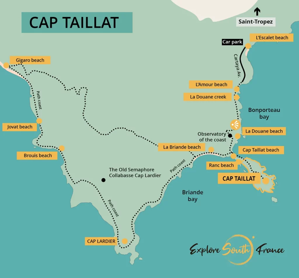 Map of Cap Taillat, between hikes and beautiful beaches