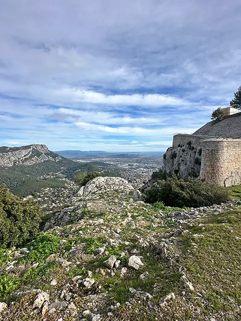 View of the military fort at Mont Faron