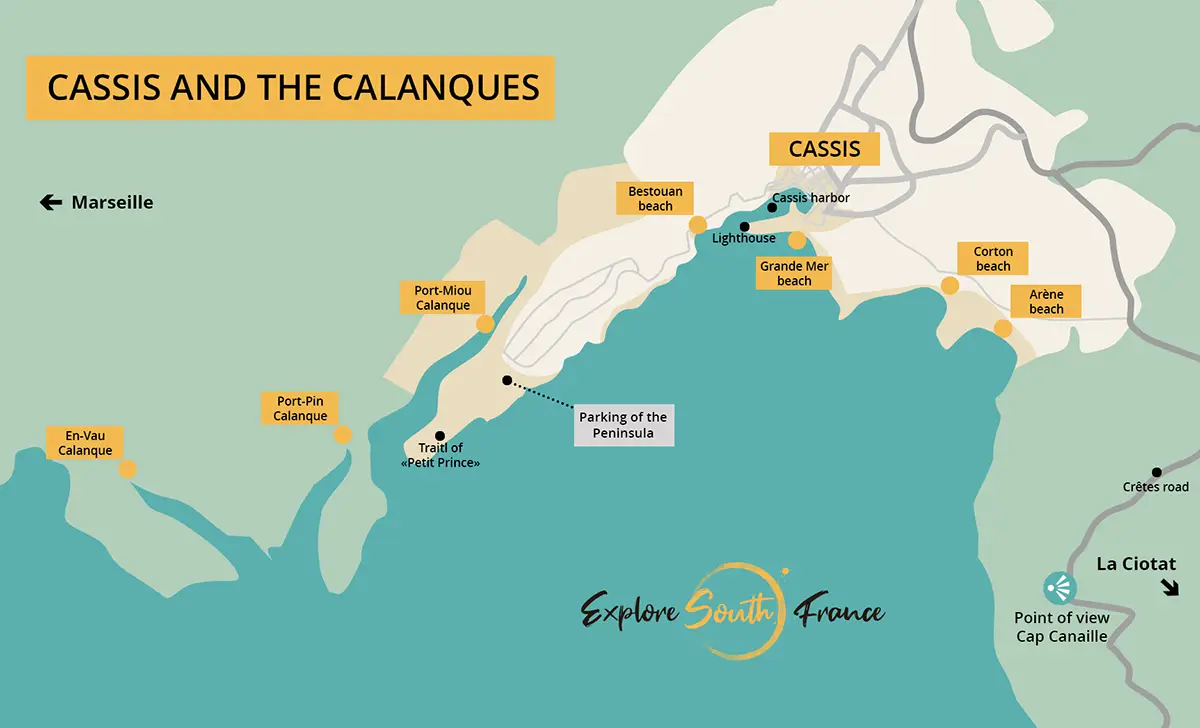 Map of Cassis and its calanques